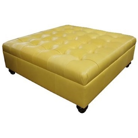 Leather Tufted Cocktail Ottoman